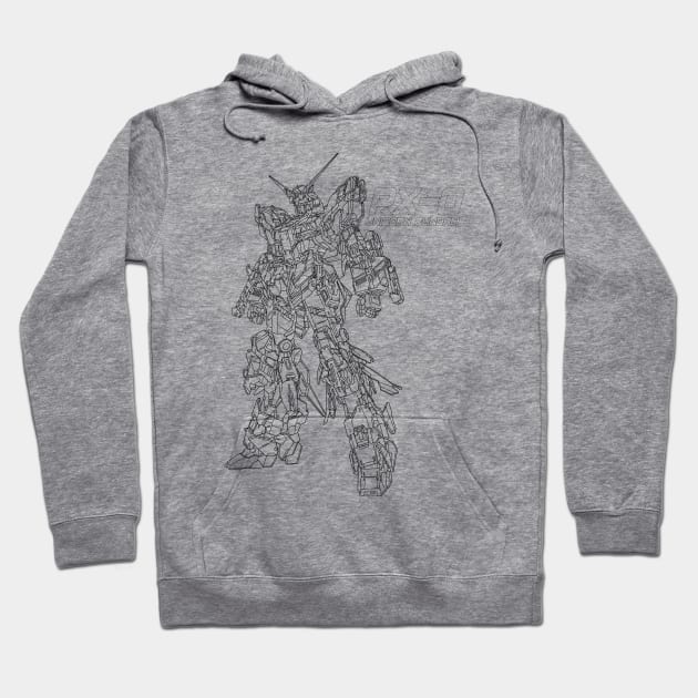 Gundam Unicorn Lineart Style Hoodie by CoretanVector